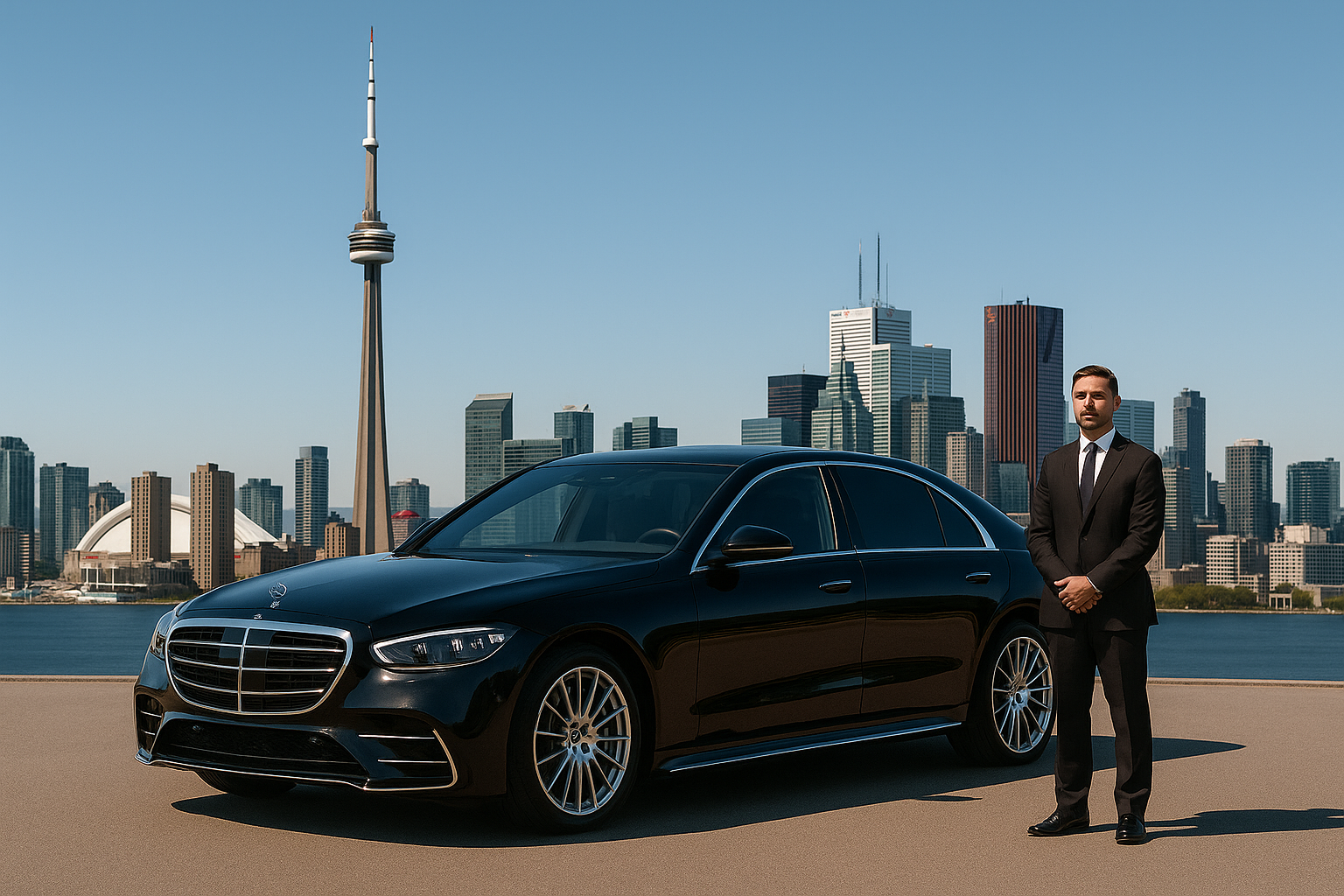 Professional Blackwaze chauffeur opening luxury vehicle door