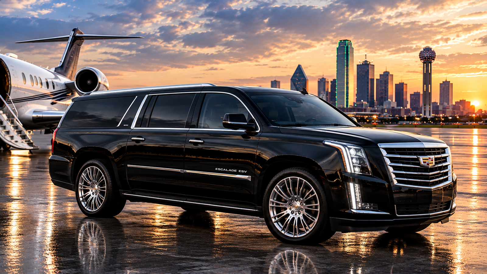 Escalade ESV at sunset airfield